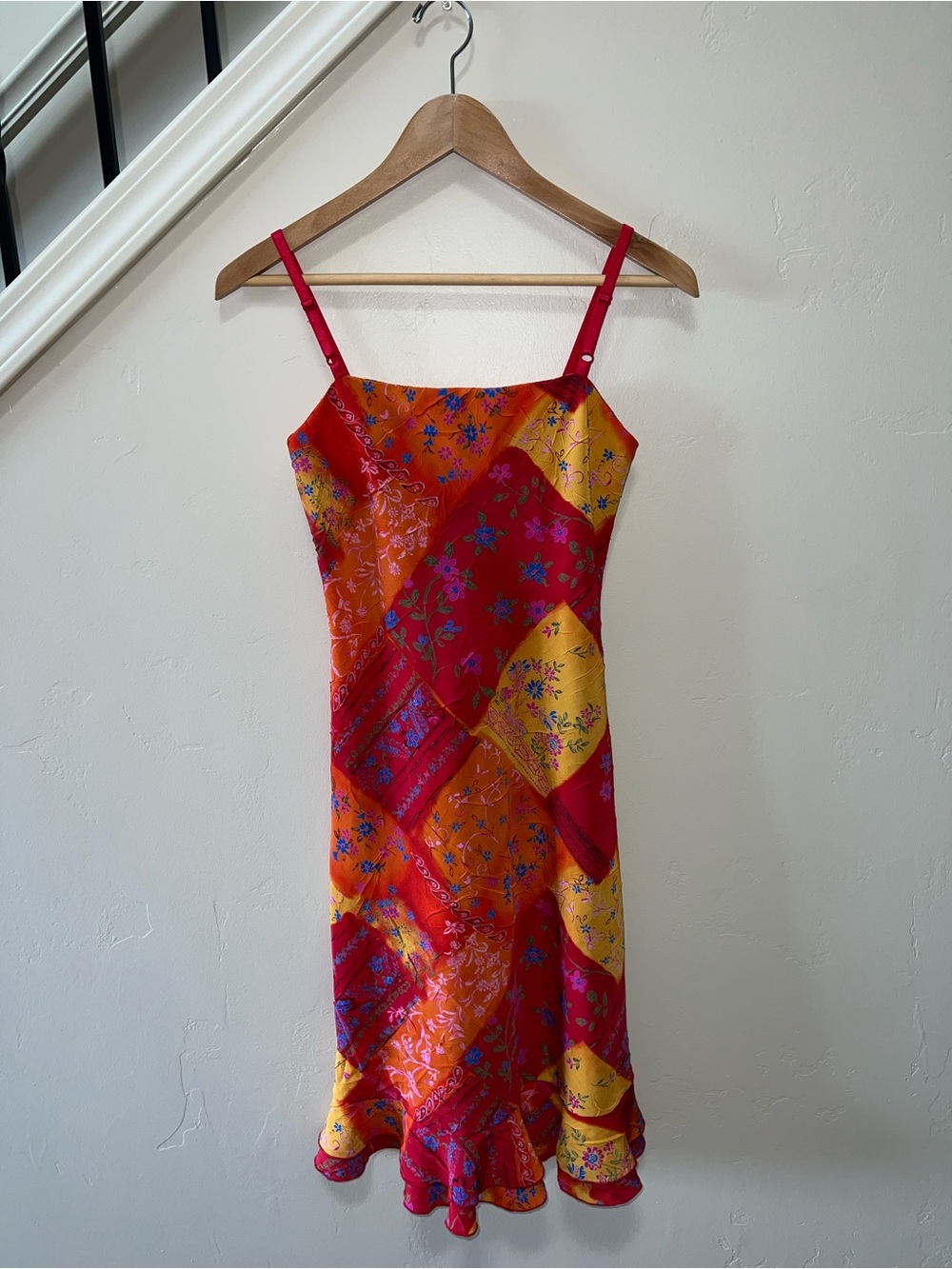 City Triangles Red & Yellow Floral Slip Midi Dress